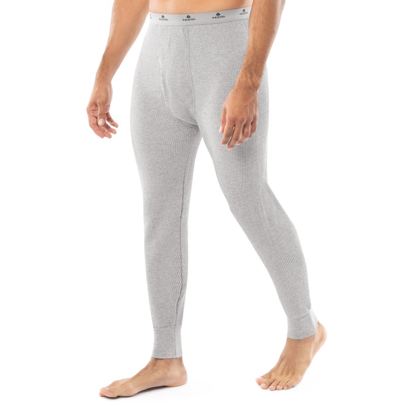 Indera Men's Heavyweight Cotton Waffle Long Johns Thermal Underwear Bottom, Heather Grey, Medium - Image 3
